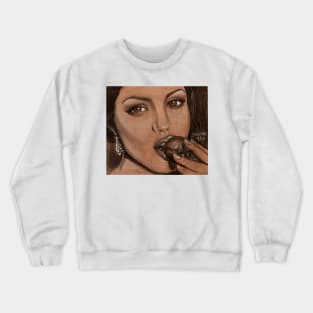 Angelina Jolie eating a strawberry. Crewneck Sweatshirt